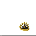 Ornate Fantasy Throne With Golden Leaf Decorations On Circular Pedestal Base