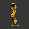 Game Movie Character Yellow Robot With Mechanical Design Blue Accents And Shiny Surface