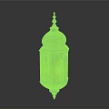 Traditional Arabic Lantern With Intricate Carvings Illuminated Golden Design Against Gray Background