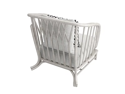 Elegant Single Sofa With Wooden Frame Woven Backrest And Patterned Cushion 3d model