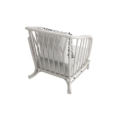 Elegant Single Sofa With Wooden Frame Woven Backrest And Patterned Cushion 3d model