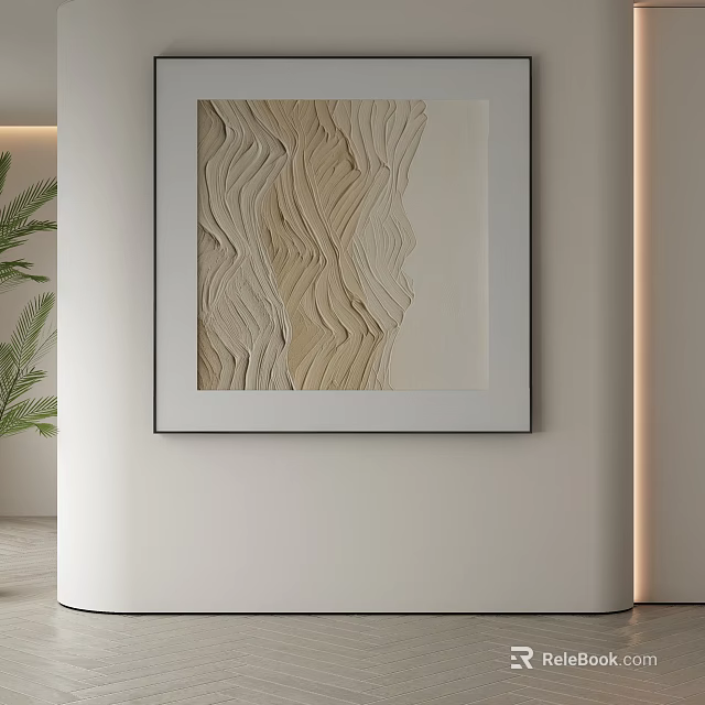 Abstract Painting with Wavy Neutral Texture in Beige Tones for Modern Minimalist Decor 3d model 