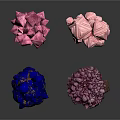 Natural Stone Crystals With Blue Pink And Purple Color Varieties