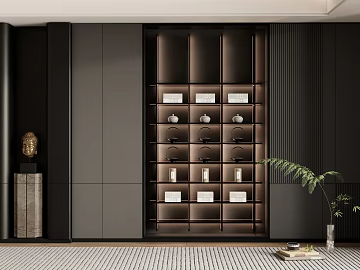 New Chinese-style decorative bookcase background wall (ID:ggach952751)