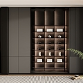 New Chinese-style decorative bookcase background wall 3d model