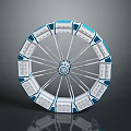 Information Wheel with Multiple Sections Blue and White Design Central Hub Spoke Structure