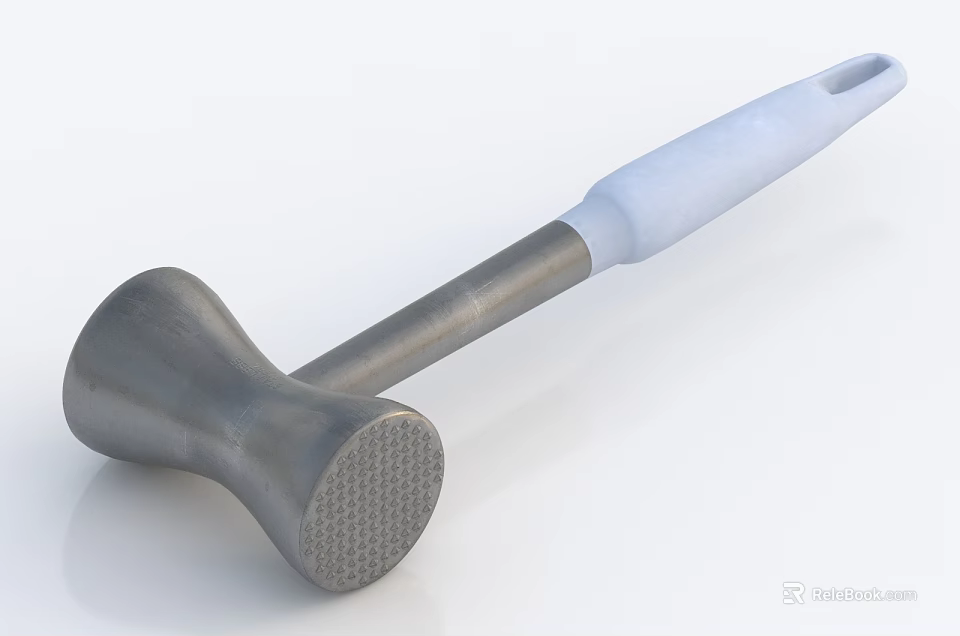 Durable Metal Hammer As Essential Hardware Tool With White Handle And Textured Head 3d model 