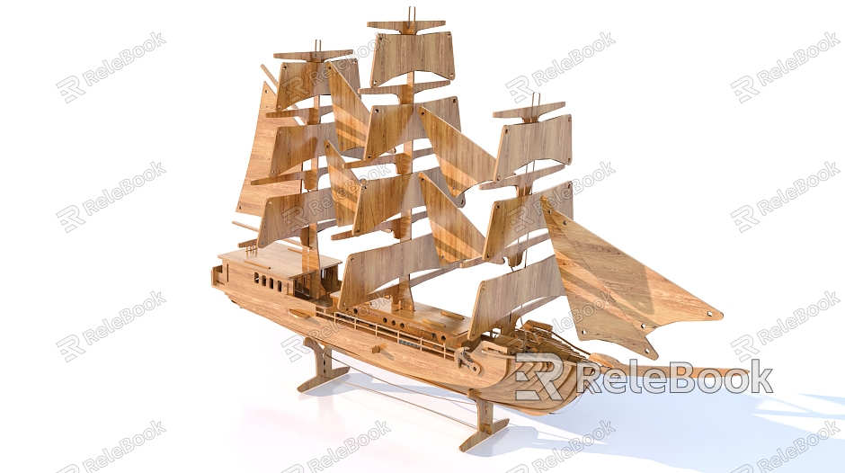 Wooden carved ship model ornaments model