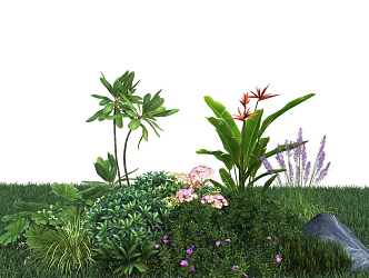 combination of flowers and plants shrub heap plants 3d model