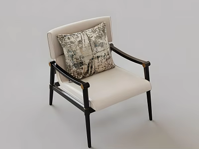 Stylish Leisure Chair With Light Colored Seat Backrest Dark Armrests And Abstract Pattern Cushion 3d model
