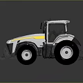 Modern White Tractor With Yellow Stripe Large Wheels And Cab Design 3d model