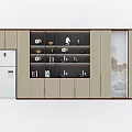 Modern Built in Wine Cabinet With Glass Doors Shelves Wine Glasses And Bottles