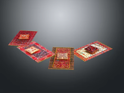 Square Rugs With Intricate Red Patterns And Decorative Designs For Home Decor 3d model