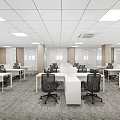 Modern Public Office Space Interior With Workstations Cubicles And Office Chairs 3d model