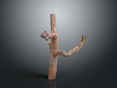Wood and Stone Abstract Sculpture With Organic Shape Natural Texture Decorative Artwork 3d model