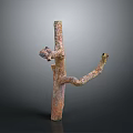 Wood and Stone Abstract Sculpture With Organic Shape Natural Texture Decorative Artwork