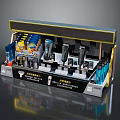 Multilayer Household Items Display Rack With Various Cleaning Products And Personal Care Items