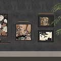 Modern Abstract Paintings With Framed Floral Patterns For Wall Art Decor