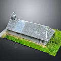 Rural Church Building With Gray Roof Steeple And Green Grass Surroundings