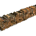 Natural Stone And Wood Stacked Logs With Rustic Texture And Organic Design