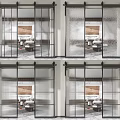 Modern Glass Sliding Doors With Black Frame For Living Room Interior Design