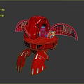 Red Futuristic Aerospace Craft with Winged Structure Legs and Yellow Accents in Space Exploration Concept