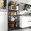 Modern Black Metal Bathroom Cabinet Rack With Storage Shelves For Toiletries And Towels