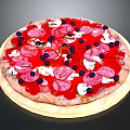 Delicious Pepperoni Pizza With Olives Cheese And Tomato Sauce On Wooden Plate