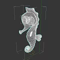 Cartoon Style Pink Seahorse With Big Eyes Curled Tail And Yellow Pink Body