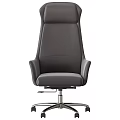 Modern Leather Office Chair in Dark and Light Tones with High Back and Swivel Wheels