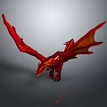 Artistic Red Dragon 3D Sculpture With Detailed Wings And Glossy Surface