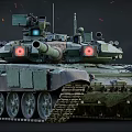 Modern Military Tank With Turret Sensors Main Gun Tracks Wheels And Green Camouflage