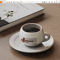White Coffee Cup With Danesi Caffè Logo On Saucer Near Open Book On Wooden Table