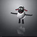 Cartoon Sheep 3D Render With White Wool Black Ears Open Arms And Smiling Face