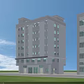 Multi Story Residential Building Exterior With Flat Roof Green Grass And Road