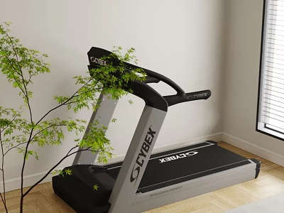 CYBEX Treadmill in Home Room with Wooden Floor Green Plant and Window Blinds 3d model