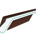 Modern Sleek Reception Desk With Wooden Texture And Integrated LED Lighting