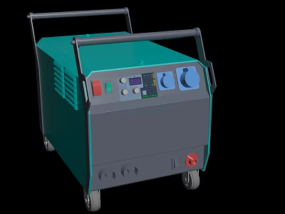 Industrial Equipment Mobile Teal Gray Body With Control Panel Buttons And Wheels 3d model