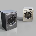 Modern Front Load Washing Machines Black and Silver With Digital Control Panels For Home Laundry
