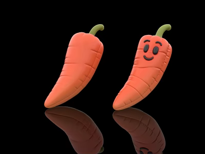 Inflatable Orange Pepper Decorations With Smiley Face Design For Parties 3d model