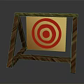 Wooden Frame Target Stand With Red Bullseye On Yellow Board