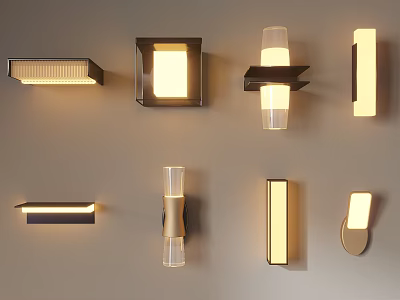 Modern Wall Lamps With Various Designs Shapes And Materials For Interior Lighting 3d model