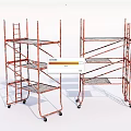 Rustic Metal Scaffolding Units With Wheels Multi Tiered Shelves And Ladders