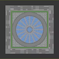 Futuristic Urban Landscape with Spiral Blue Light Circular Platform and Cityscape Base