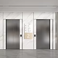 Modern Elevator Lobby Interior With Marble Walls Two Elevator Doors Floor Indicator And Gray Floor 3d model