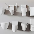 Various White Toilet Designs Including Wall Mounted And Floor Standing Models