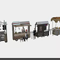 Various Designed Functional Mobile Carts With Canopy Display Countertops Seats For Commercial Use