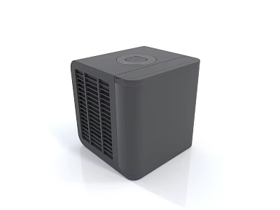 Modern Black Cube Bedside Table With Ventilation Design And Round Top 3d model