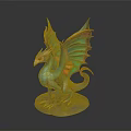Colorful Dragon Statue With Vibrant Scales Iridescent Wings And Decorative Base