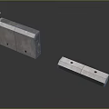 Different Sizes Rectangular Concrete Blocks With Surface Holes On Gray Background